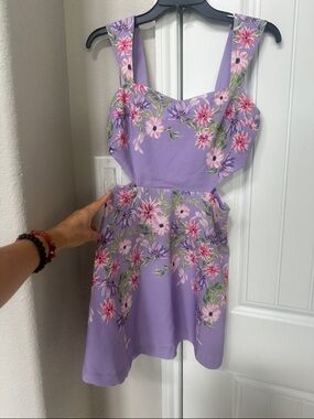 Express Lavender Floral Fit & Flare Dress